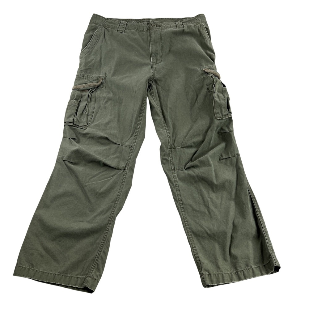 Vtg Baggy Hurley GTG Cargo Pants 34x30 Olive Green Y2K Skater Grunge Military
